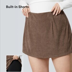 Halara Brown Corduroy Skirt with Built-in Shorts